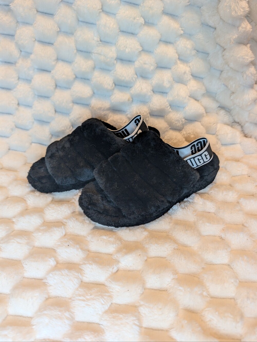 UGG Oh Fluffita Black Platform Slingback Slipper Slides Women's Size 6